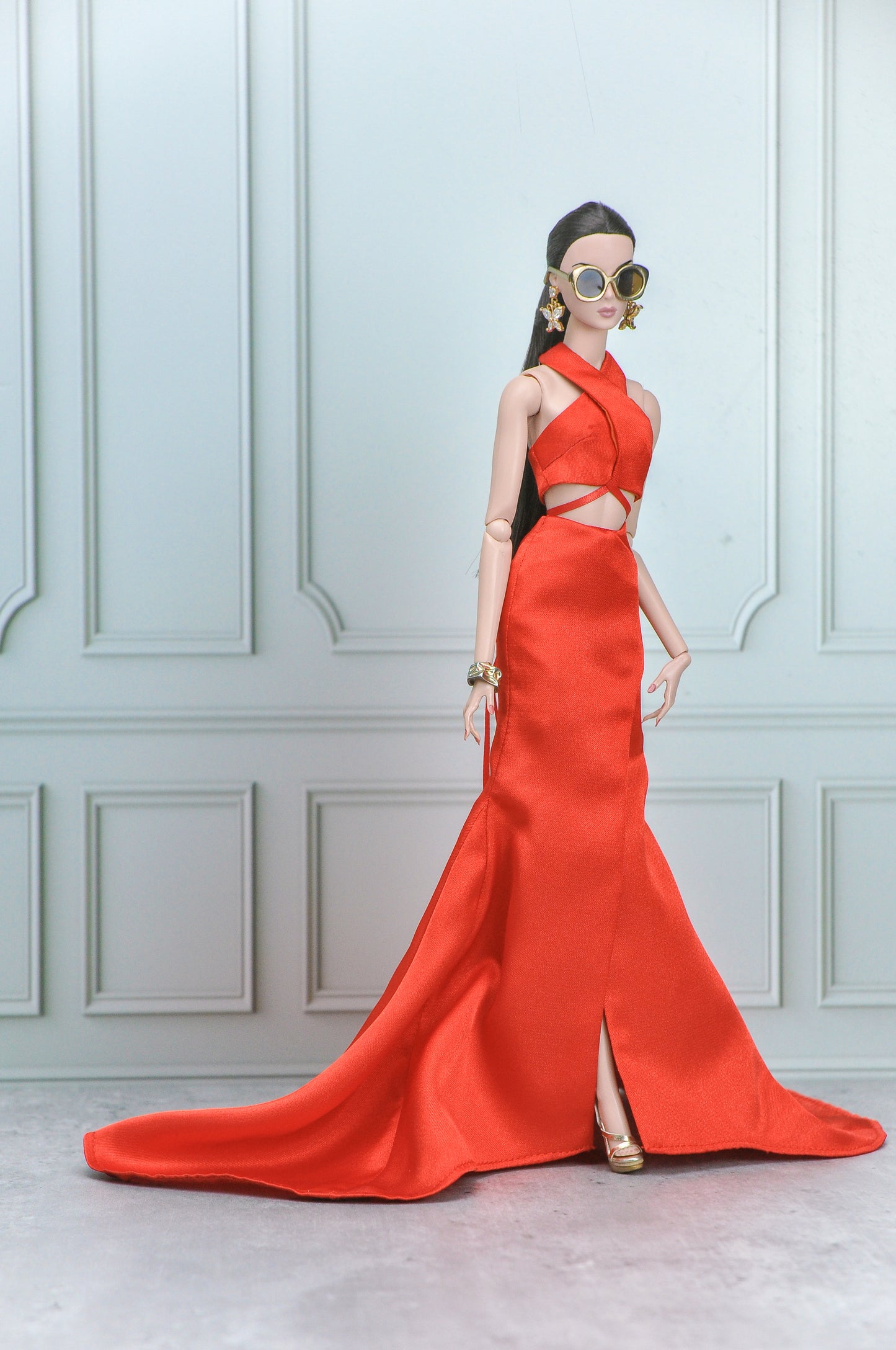 Y2K Aesthestic - Summer Never Ends - Halter neck top and matching mermaid red skirt for Fashion Royalty doll