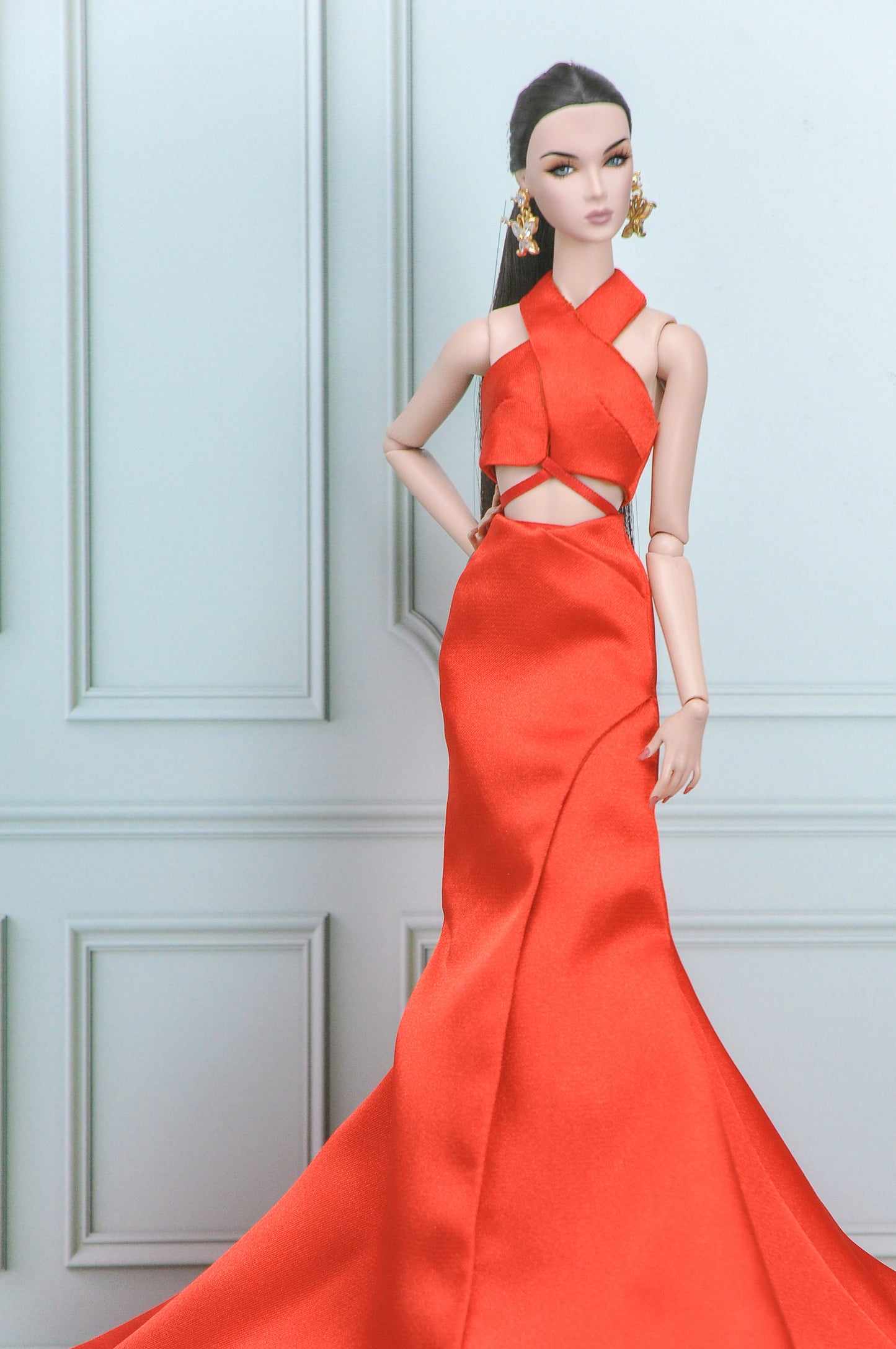 Y2K Aesthestic - Summer Never Ends - Halter neck top and matching mermaid red skirt for Fashion Royalty doll