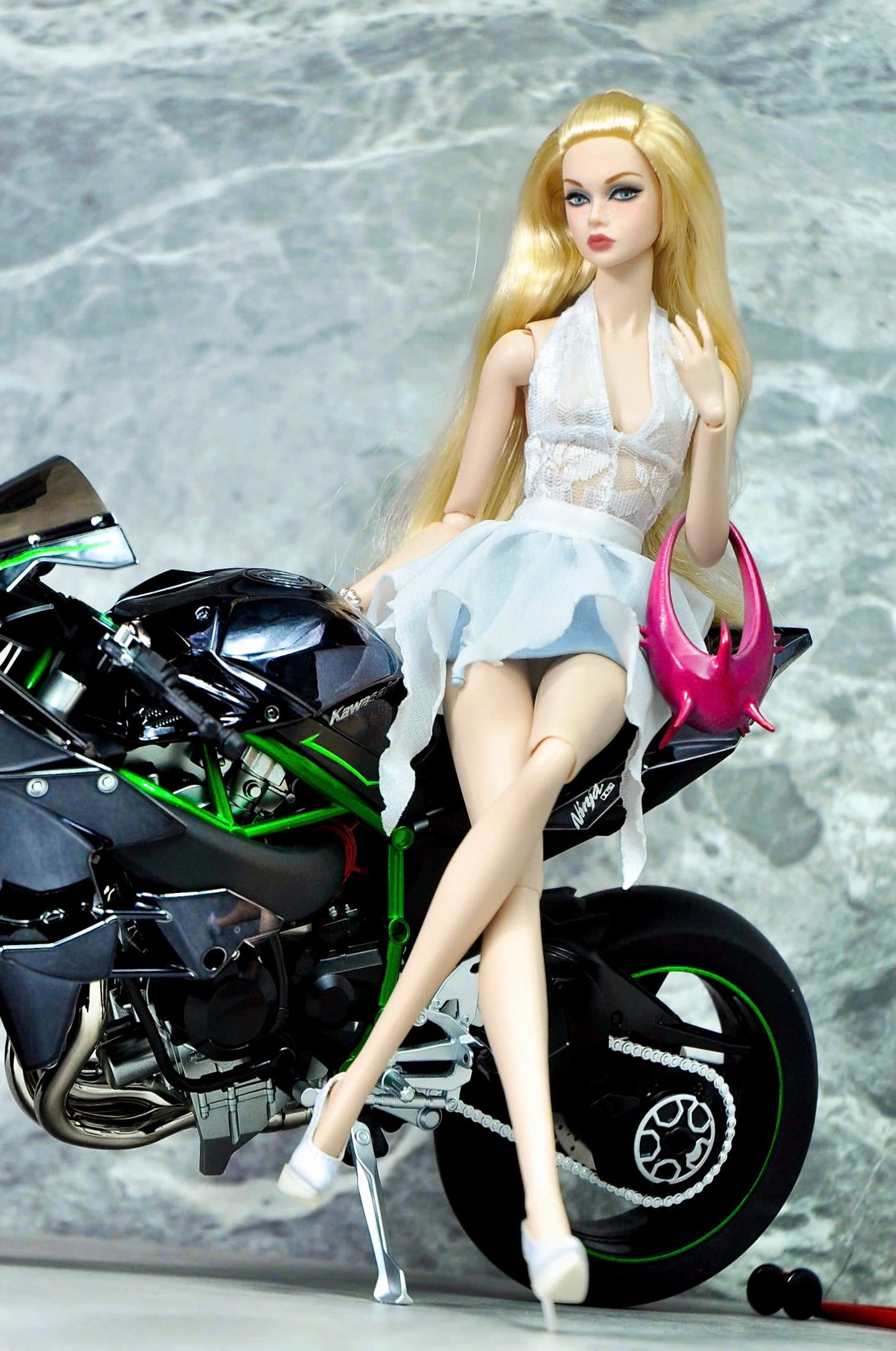 STYLE LAB | Fashion Royalty FR 6.0 & NU FACE halter neck top with mini skirt and detachable wrap-bottom part