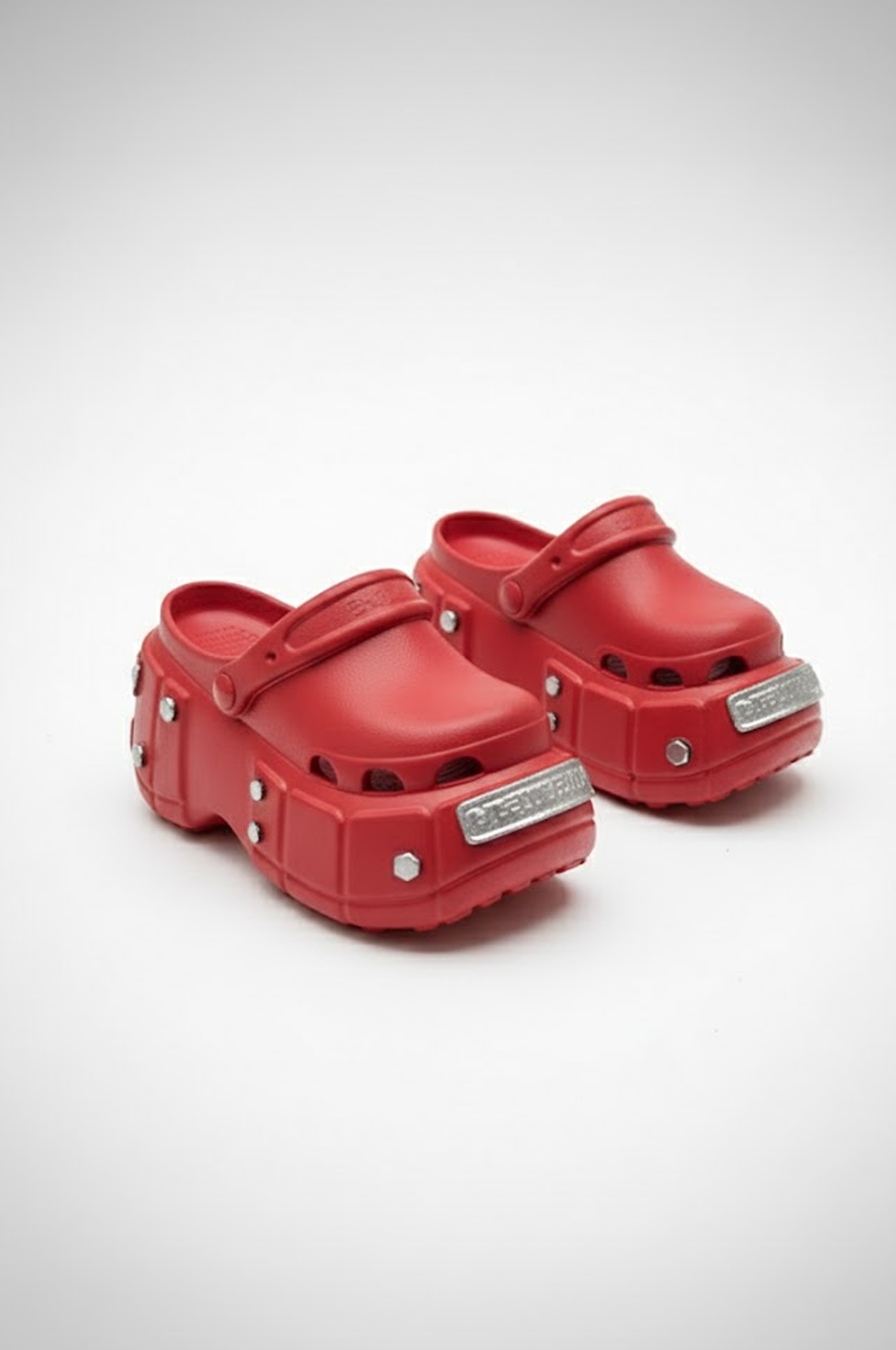 3D PROJECT | Black Studded Platform Clogs  For 1/6 High Fashion doll shoes  Flat Feet Dolls Only