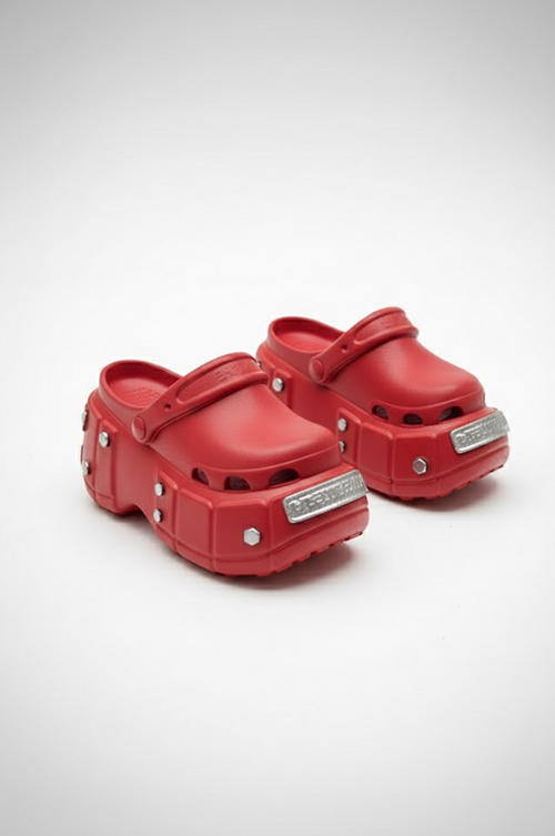 3D PROJECT | Black Studded Platform Clogs  For 1/6 High Fashion doll shoes  Flat Feet Dolls Only