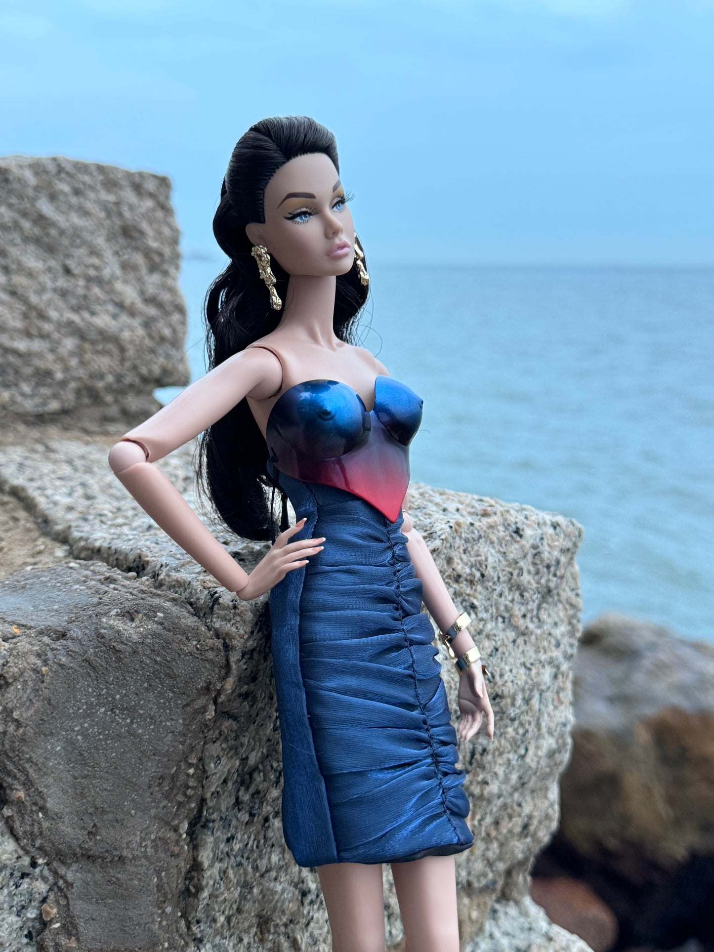 Siren Suit - 3D printed with pleated high waist skirt for Fashion Royalty 6.0 and NU FACE