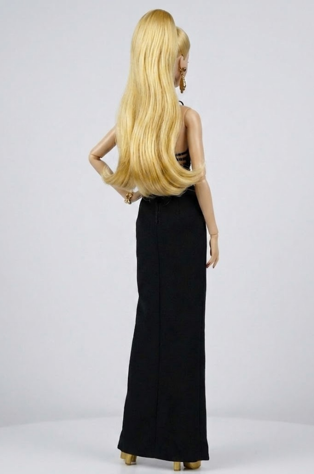 STYLISH WIDOW | Black Cut-Out Halter Gown for Fashion Royalty 6.0 Doll – Sexy Evening Dress, High Slit, Statement Doll Clothes by Plastik Tiara