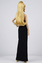 STYLISH WIDOW | Black Cut-Out Halter Gown for Fashion Royalty 6.0 Doll – Sexy Evening Dress, High Slit, Statement Doll Clothes by Plastik Tiara
