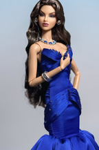 HAUTE | Royal Blue Mermaid Doll Dress for 1/6 Fashion doll like Fashion Royalty FR 6.0 doll  – Handmade Satin Evening Gown, Couture Doll Clothes, 1/6 Scale Fashion Doll Outfit