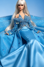 HAUTE | Fashion Royalty Doll Clothes Sparkling Blue Mermaid Dress OOAK Couture | Plastiktitara