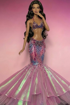 HAUTE | Fashion Royalty 6.0 Doll Clothes – Crystal Mermaid Fantasy Set with Bra, Panty, Iridescent Skirt & Cape – OOAK Couture Outfit
