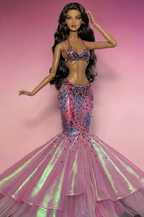 HAUTE | Fashion Royalty 6.0 Doll Clothes – Crystal Mermaid Fantasy Set with Bra, Panty, Iridescent Skirt & Cape – OOAK Couture Outfit