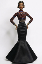 HAUTE | (Skirt included version) Fashion Royalty 6.0 Doll Gown Set – Beaded Couture Top & Black Mermaid Skirt – Luxury Evening Outfit for 12” Dolls