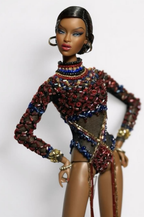 HAUTE | (Skirt included version) Fashion Royalty 6.0 Doll Gown Set – Beaded Couture Top & Black Mermaid Skirt – Luxury Evening Outfit for 12” Dolls