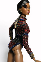 HAUTE | (Skirt included version) Fashion Royalty 6.0 Doll Gown Set – Beaded Couture Top & Black Mermaid Skirt – Luxury Evening Outfit for 12” Dolls