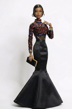 HAUTE | (Skirt included version) Fashion Royalty 6.0 Doll Gown Set – Beaded Couture Top & Black Mermaid Skirt – Luxury Evening Outfit for 12” Dolls