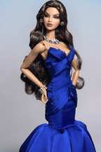 HAUTE | Royal Blue Mermaid Doll Dress for 1/6 Fashion doll like Fashion Royalty FR 6.0 doll  – Handmade Satin Evening Gown, Couture Doll Clothes, 1/6 Scale Fashion Doll Outfit
