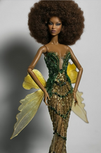 HAUTE | Emerald Gilded Fairy Gown  Luxury Couture Dress for 1/6 Scale High Fashion Doll Clothes
