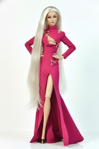 ORDINARY GIRL | Fuchsia Cut-Out Evening Gown – 1/6 Scale High Fashion Doll Clothes