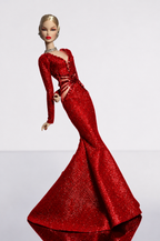 HAUTE | Luxury Red Sequin Mermaid Gown for Fashion Royalty Doll - Handmade Evening Dress for 12 Inch Dolls