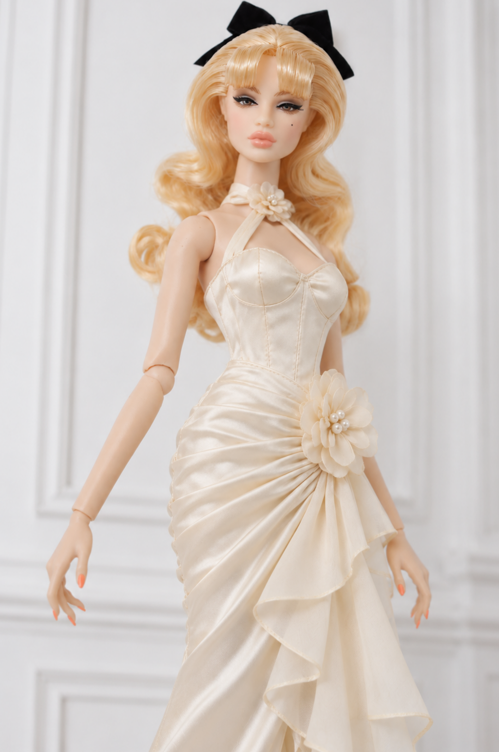 BLOOMING RADIANT | Floral Halter Evening Gown for Fashion Royalty 1/6 Dolls | Plastiktiara