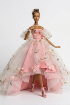 HAUTE | Pink Embroidered Ball Gown for Fashion Royalty Dolls | OOAK Couture Doll Dress