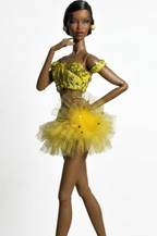 BASIC | Avant-Garde Yellow Sequin & Tulle Couture Doll Outfit – 2-Piece Set with Clear PVC Boots – Fits 1/6 Scale Fashion Dolls