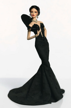 CULINARY CAPTIVATING | Black Mermaid Evening Gown for Fashion Royalty 12.5" Doll | OOAK Couture Doll Dress | Hand-Beaded Red Carpet Gown