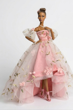 HAUTE | Pink Embroidered Ball Gown for Fashion Royalty Dolls | OOAK Couture Doll Dress