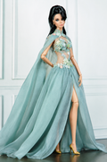 EDEN CHOICE | Seafoam Garden Floral Illusion Gown for 1/6 Scale Fashion Doll | Plastiktiara