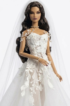 BRIDAL | Ivory Lace Couture Ball Gown for 1/6 Scale Dolls – Fashion Royalty Doll Clothes, Bridal Tulle Dress, OOAK Designer Doll Outfit