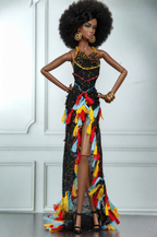 HAUTE | CARNIVAL NOIR | Beaded Tassel Couture Gown for Fashion Royalty 1/6 Doll | PLASTIKTIARA