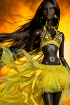 PRIDE | Yellow Joy Doll Outfit for Fashion Royalty Dolls - Yellow Sequin Bra Top and Flowing Skirt - Integrity Toys FR6.0 Nu Face Poppy Parker Fashion