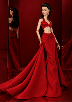HAUTE | Scarlet Mirage Red Gown for 1/6 Scale Fashion Doll | Fashion Royalty Doll Clothes | Plastiktiara