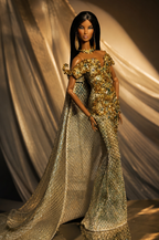 OOAK | Naga: Khmer Temple Couture Gown for Fashion Royalty Dolls | OOAK Hand-Beaded Khmer Silk Doll Dress | 1/6 Scale Collector Fashion