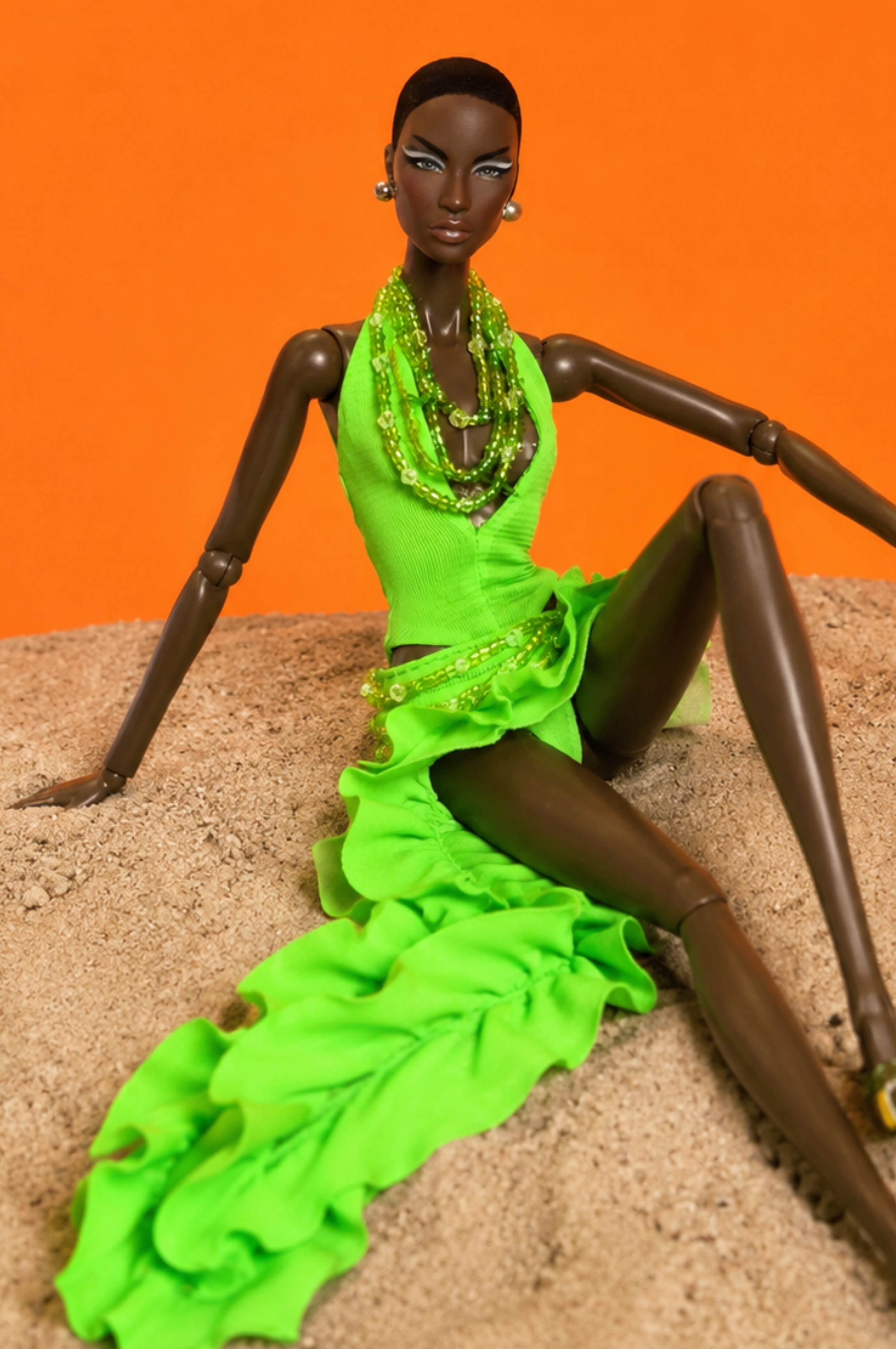 PRIDE | Green Pride Goddess Gown for Fashion Royalty Dolls - Handmade Couture Dress for Integrity Toys FR6.0, Nu Face & 12 Inch Fashion Dolls