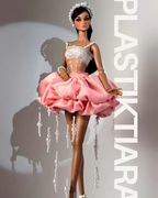 OOAK | Mythical Pearl - ink duchess satin bubble skirt with pearl trims For fashion Royalty FR 6.0