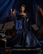 EDEN CHOICE | Handmade Midnight Noir Mermaid Gown for 1/6 Scale Fashion Dolls - Couture Evening Dress - Luxury Doll Clothing - Collector Fashion Outfit | Plastiktiara