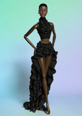 BASIC | After Dark Ruffle Set | Plastiktiara  1/6 Scale Fashion Doll Clothes | Black Ruffle Skirt & Crop Top Set | Fashion Royalty Doll Clothes
