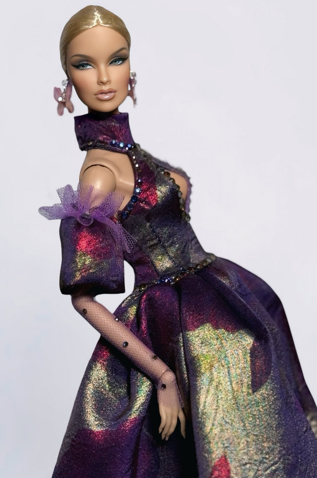 HAUTE | Purple Dragon Empress Ball Gown - Fantasy Couture for 1/6 Scale Fashion Dolls - Handmade Evening Dress - OOAK Collector Fashion