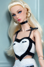 CULINARY CAPTIVATING | Chic Black & White Heart Tweed Mini Dress Set – 1/6 Scale Fashion Doll Outfit