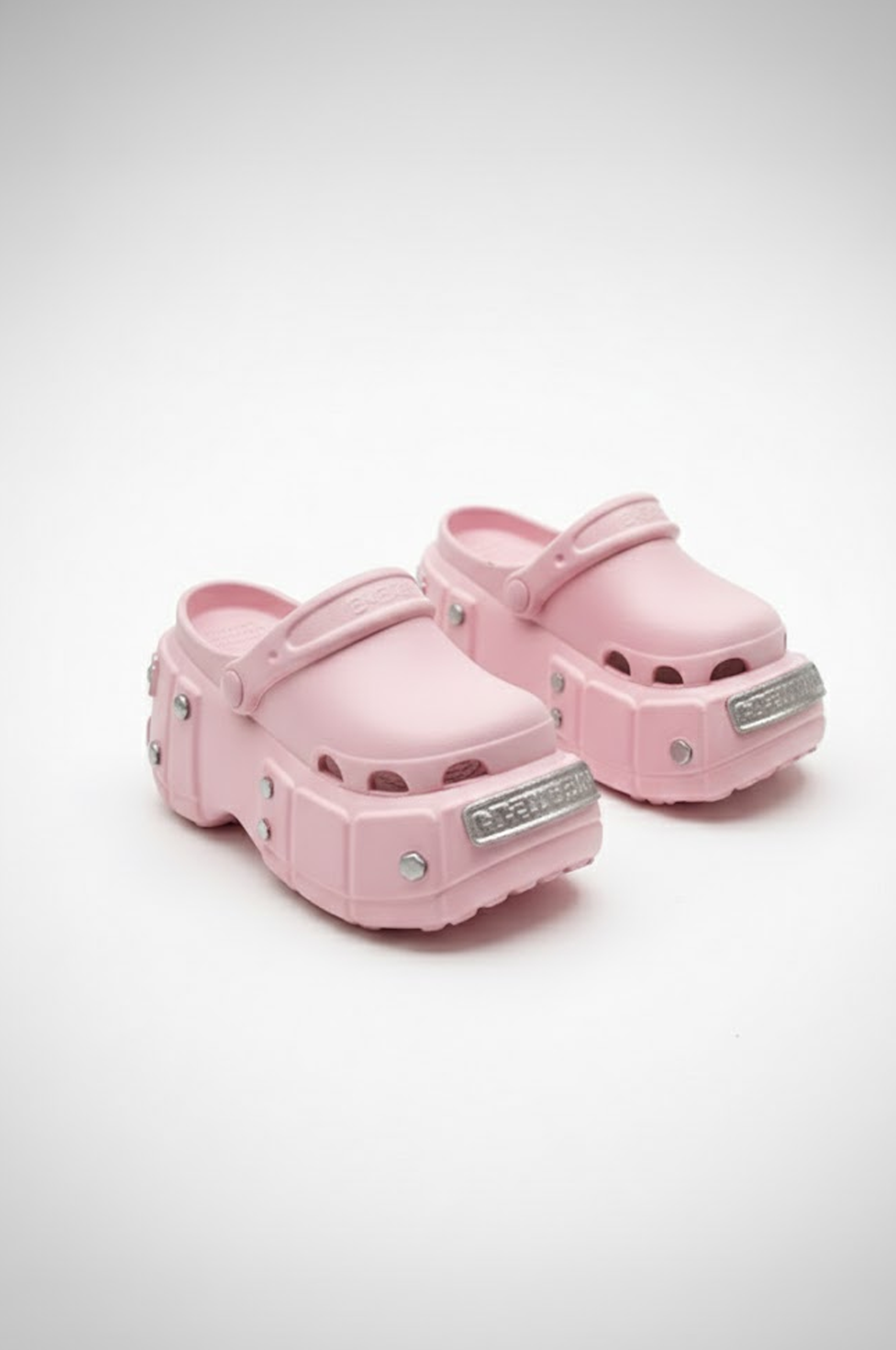 3D PROJECT | Black Studded Platform Clogs  For 1/6 High Fashion doll shoes  Flat Feet Dolls Only