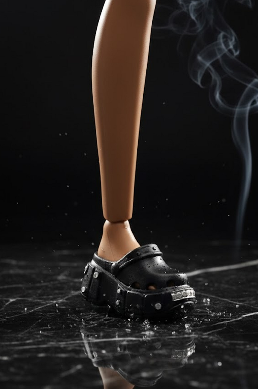 3D PROJECT | Black Studded Platform Clogs  For 1/6 High Fashion doll shoes  Flat Feet Dolls Only