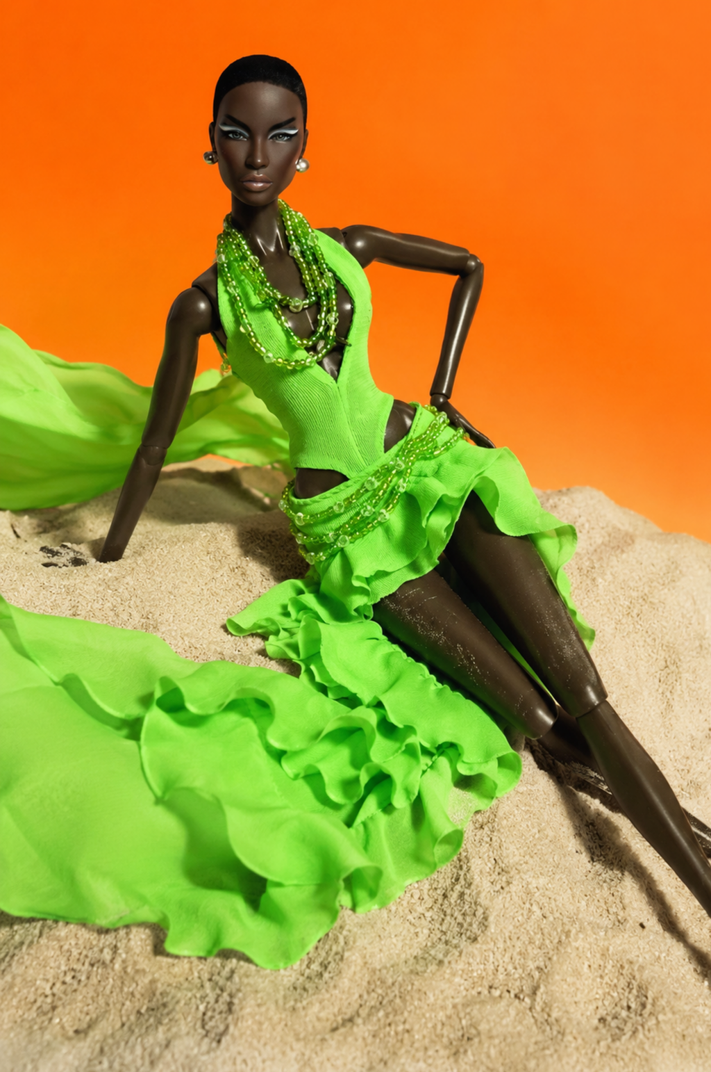 PRIDE | Green Pride Goddess Gown for Fashion Royalty Dolls - Handmade Couture Dress for Integrity Toys FR6.0, Nu Face & 12 Inch Fashion Dolls