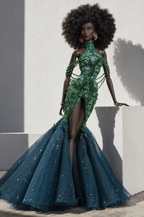 MOTHERSHIP | Emerald Siren | Fashion Royalty Doll Clothes | 1/6 Scale Couture Gown | Plastiktiara