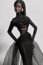 HAUTE | Black Couture Gown for Fashion Royalty 6.0 Dolls | Handmade FR Doll Clothes | Integrity Toys Fashion