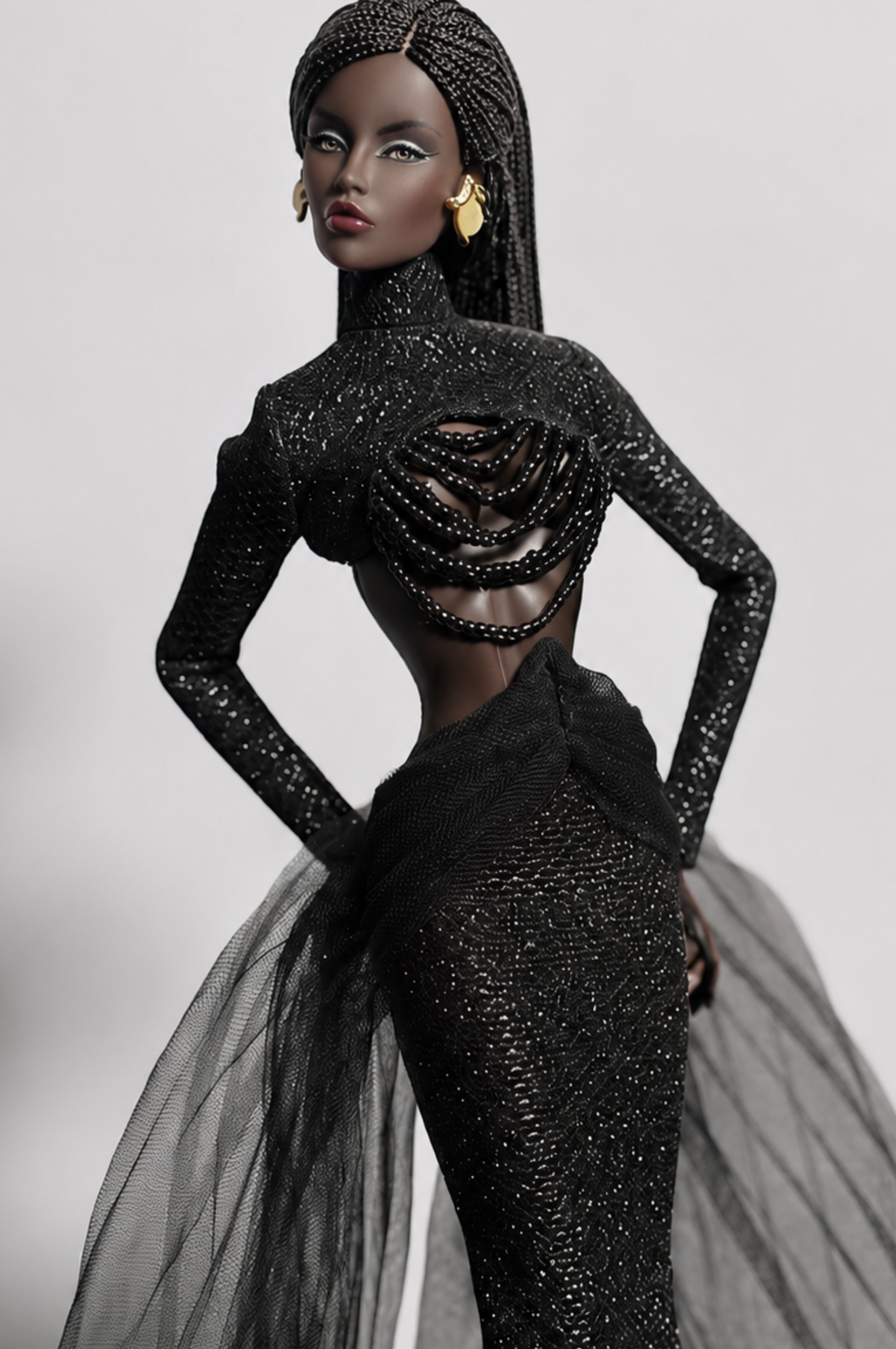 HAUTE | Black Couture Gown for Fashion Royalty 6.0 Dolls | Handmade FR Doll Clothes | Integrity Toys Fashion