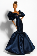 EDEN CHOICE | Handmade Midnight Noir Mermaid Gown for 1/6 Scale Fashion Dolls - Couture Evening Dress - Luxury Doll Clothing - Collector Fashion Outfit | Plastiktiara