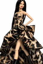 BASIC | Leopard High-Low Couture Evening Dress with Black Knee Boots for 1/6 Scale Fashion Dolls | Plastiktiara