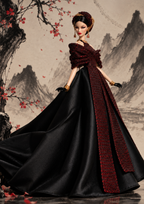 MOTHERSHIP  INK BLOSSOM | 1/6 Scale Couture Fashion Royalty Doll Gown |Plastiktiara