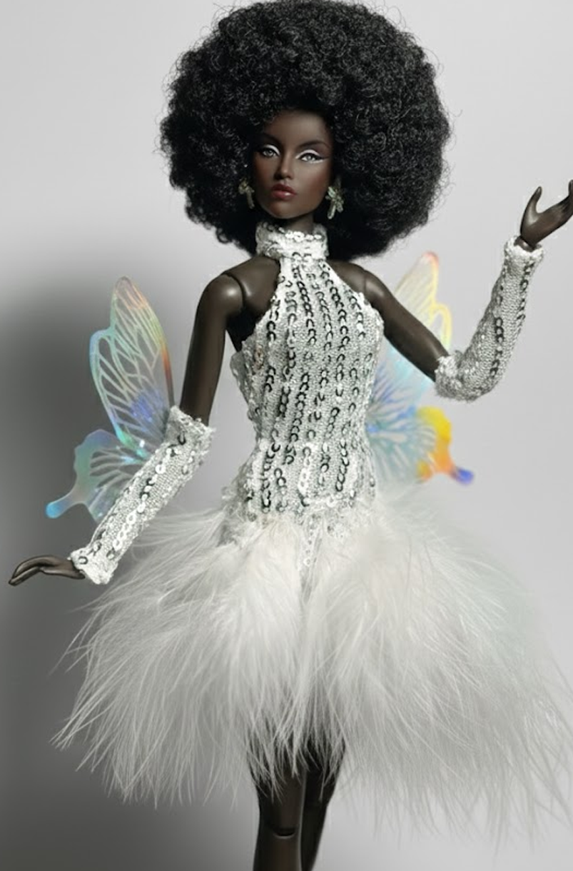 BASIC | Fairylight Sequin Feather Couture Gown for 1/6 Scale High Fashion Doll Clothes