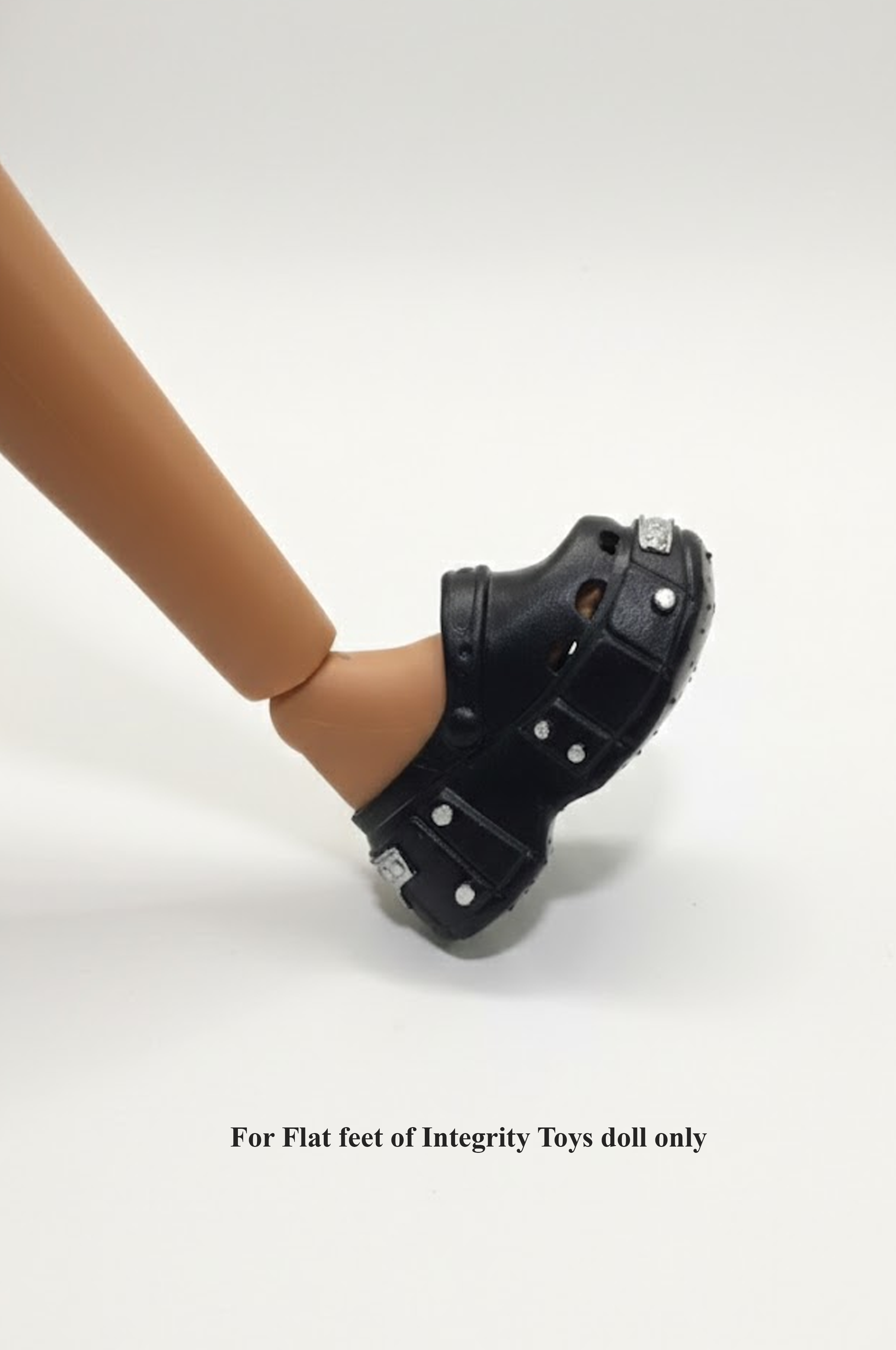 3D PROJECT | Black Studded Platform Clogs  For 1/6 High Fashion doll shoes  Flat Feet Dolls Only