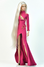 ORDINARY GIRL | Fuchsia Cut-Out Evening Gown – 1/6 Scale High Fashion Doll Clothes