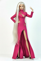 ORDINARY GIRL | Fuchsia Cut-Out Evening Gown – 1/6 Scale High Fashion Doll Clothes